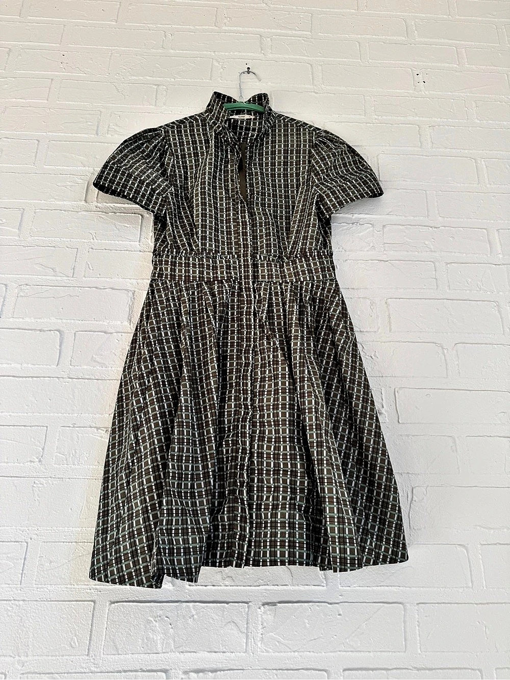Prada Plaid Midi Dress in Brown & Green